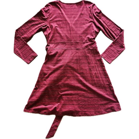 Toad&Co Cue Wrap Dress Large Mahogany Red Dot Print Organic Cotton Tencel - Picture 4 of 4